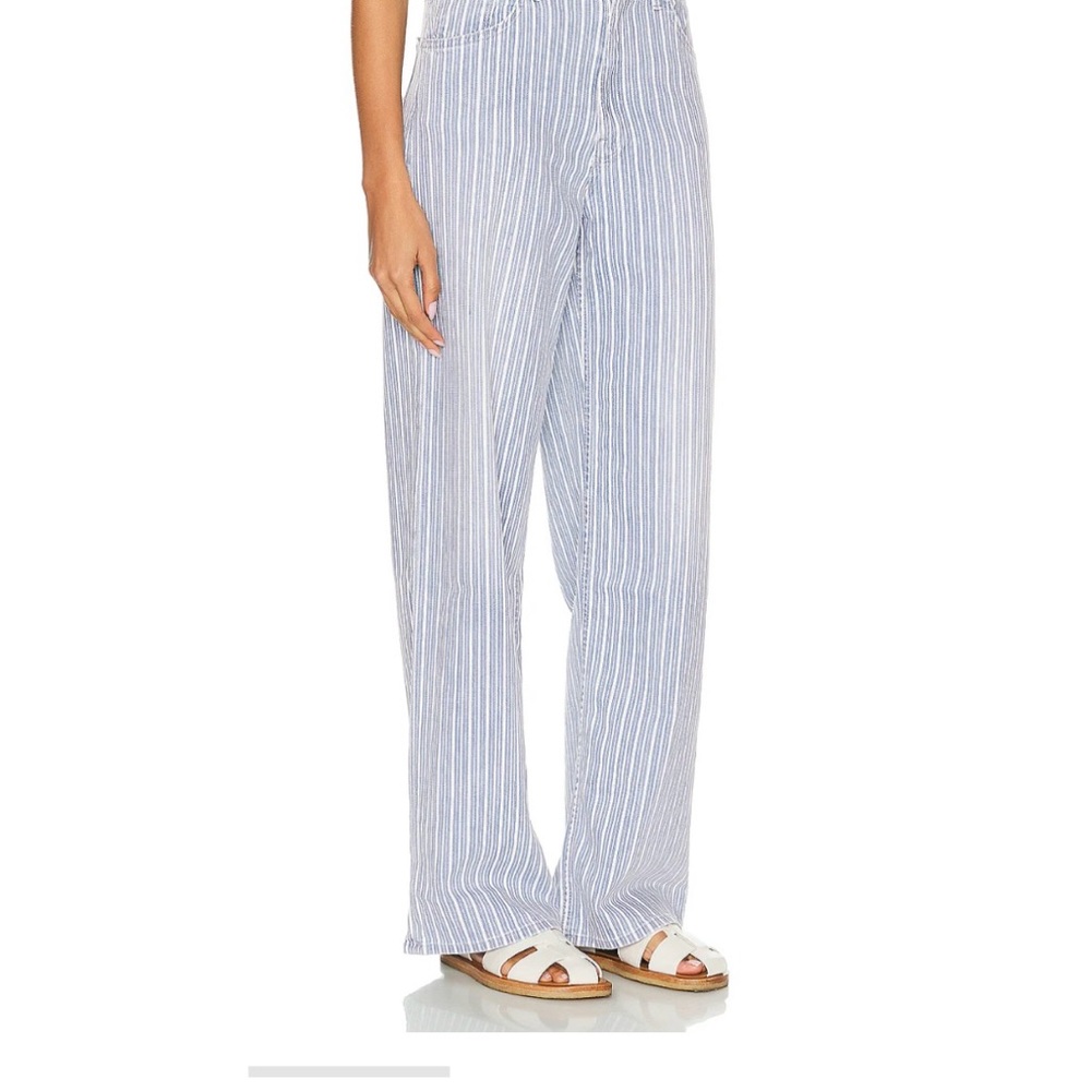 MOTHER Women's High Rise Jeans in Blue and White Stripes - Picture 3 of 12